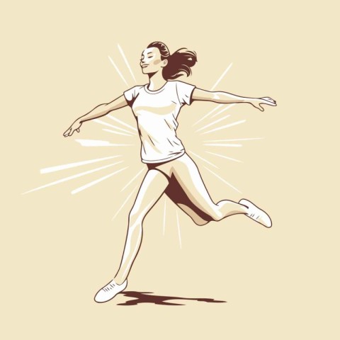 Running girl. Vector illustration of a young woman in a sportswe