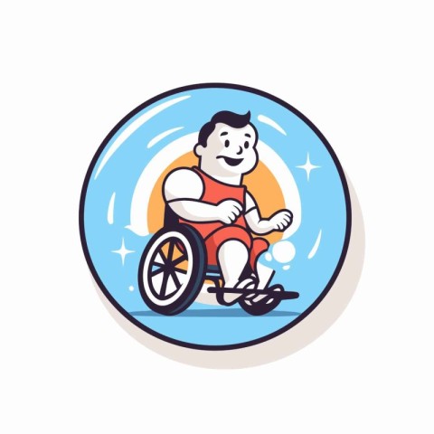 Disabled man in wheelchair. Wheelchair icon. Vector illustration