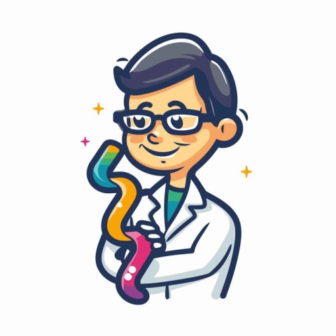 Cartoon doctor with a stethoscope in his hand. Vector illustrati