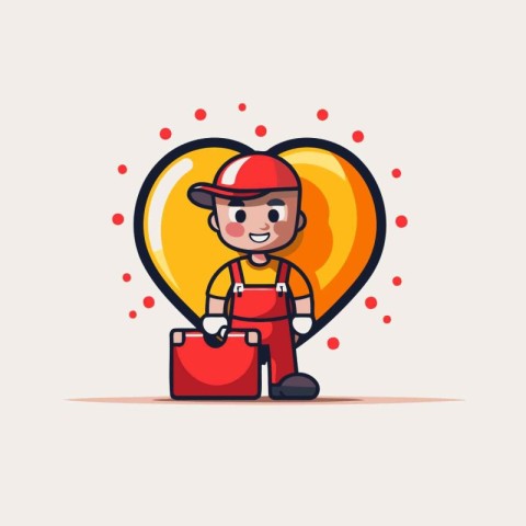 Vector illustration of a delivery man with a box in the shape of