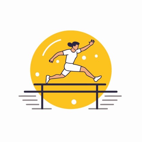 Man jumping over obstacle. Flat style vector illustration. Sport