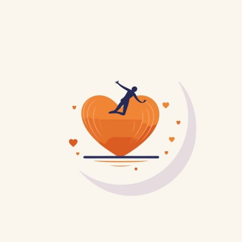 Love icon with man and heart. Vector illustration in flat style.