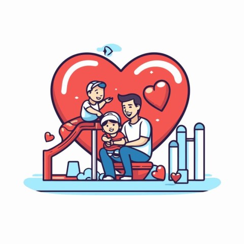 Happy family in love. Father. mother. son and daughter. Vector i