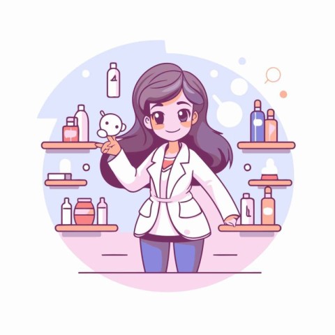 Cosmetologist in a beauty salon. Vector illustration in cartoon