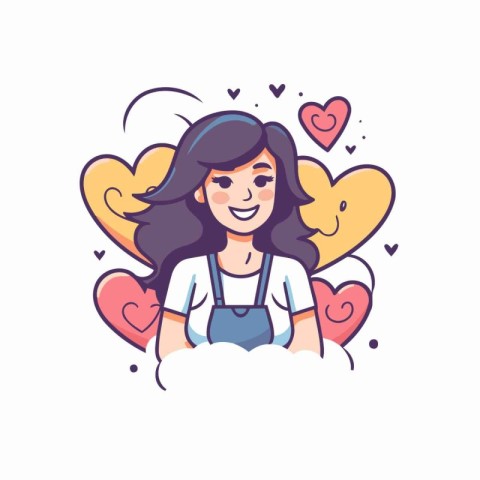 Cute girl in love. Vector illustration in a flat style.