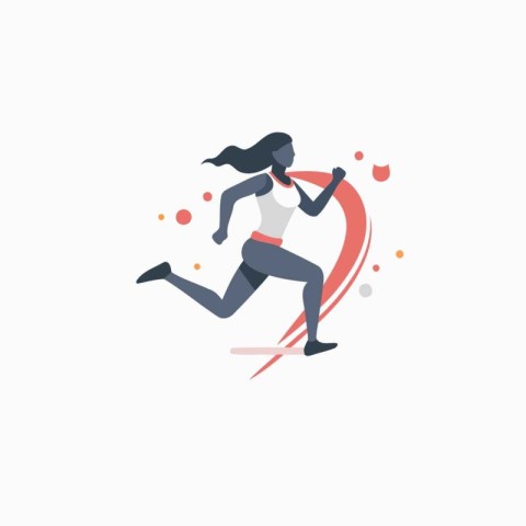 Running woman. Sport vector illustration in flat style. Isolated