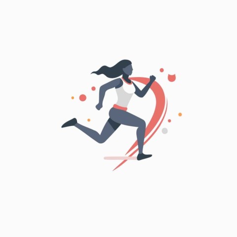 Running woman. Sport vector illustration in flat style. Isolated