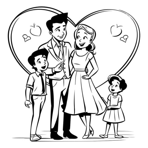 Happy family. Father. mother and children. Vector illustration i