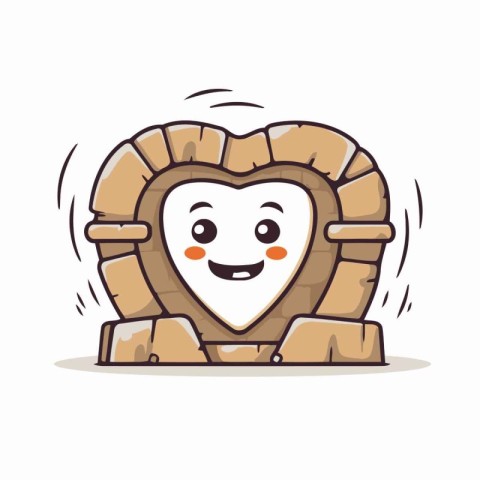 Cute smiling stone heart character. Vector illustration in carto