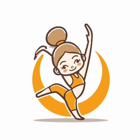 Cute girl gymnast character vector Illustration. Cartoon style.