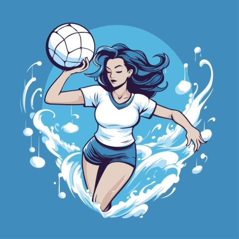 volleyball girl player with ball in hand. vector illustration.