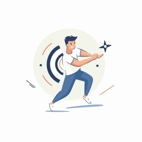 Running man. Flat style vector illustration. Sport and healthy l