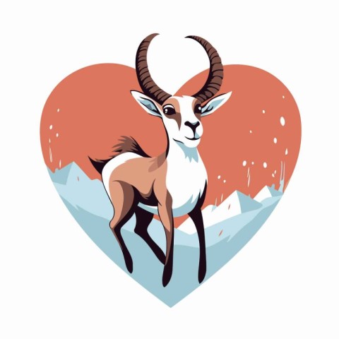 vector illustration of a gazelle in the shape of a heart