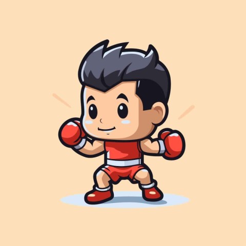 Boxing Boy Mascot Character Vector Illustration. Cartoon style