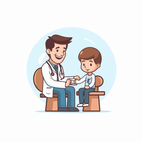 Doctor giving a prescription to a patient. Vector illustration i