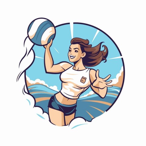 Volleyball player. Vector illustration of a woman playing beach