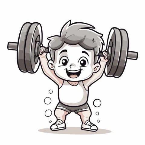 Fitness Boy with Dumbbell Cartoon Mascot Character Illustration