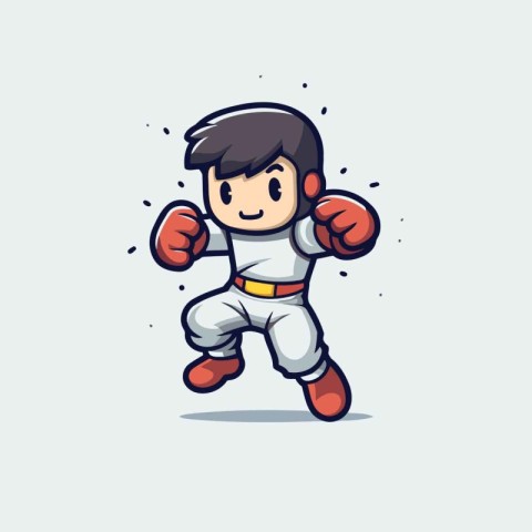 Karate Boy Cartoon Mascot Character Vector Illustration Design.