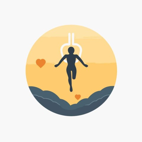 Yoga and meditation icon in flat style. Healthy lifestyle concep