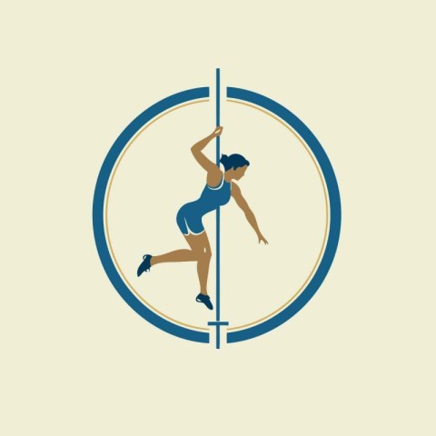 Pole vault. Silhouette of a girl. Vector illustration.