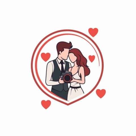 Couple in love. Vector illustration in flat style on white backg