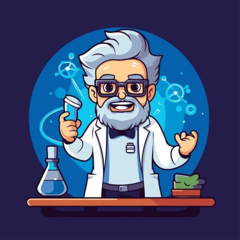 Scientist in laboratory. Vector illustration in cartoon style is