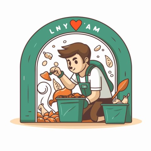 Laundry service. Cleaning of the house. Vector illustration