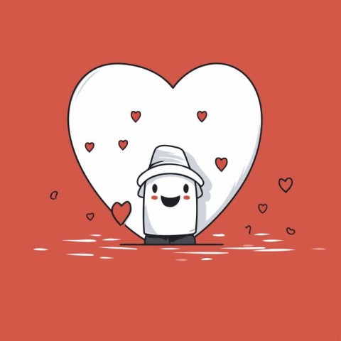 Cute cartoon man with heart. Valentines day vector illustration.