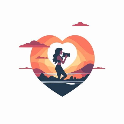 Vector illustration of a woman with a camera on the background o