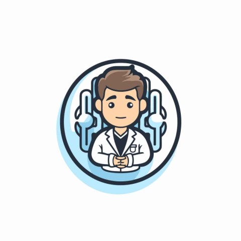 Doctor with stethoscope. Vector illustration in flat design styl