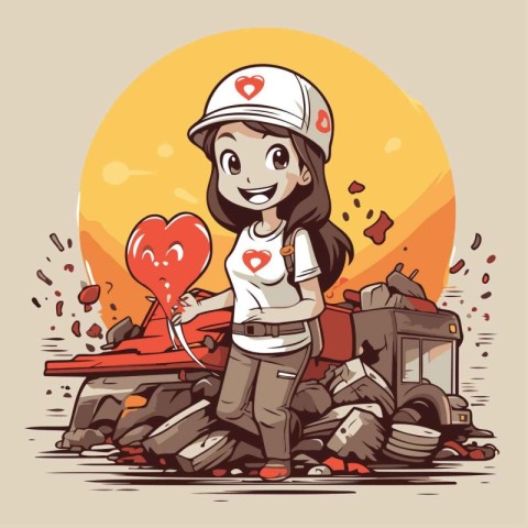 Vector illustration of a girl in love. Valentine's day theme.