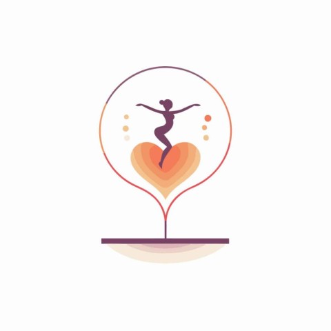 Woman and heart shape. Love concept. Vector illustration in flat