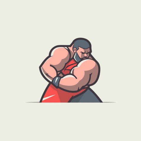 Vector illustration of a strong man with big muscles. Cartoon st