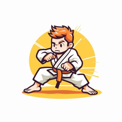 Taekwondo boy. Vector illustration of a taekwondo fighter.