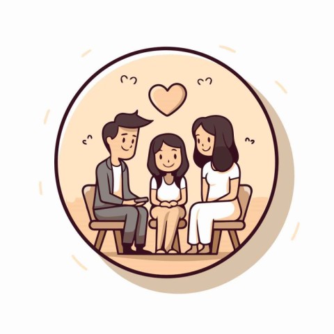 Illustration of a family sitting in a chair with a heart in the