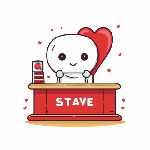 Cute cartoon tooth character. St. Valentine's Day. Vector illust