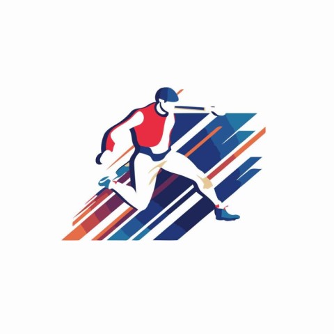 Running man logo design template. Athlete running vector logo de