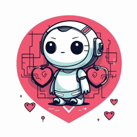 Cute robot with heart. Vector illustration of a cute robot.