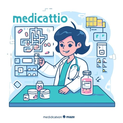 Vector illustration in flat style about medicine. Doctor with st