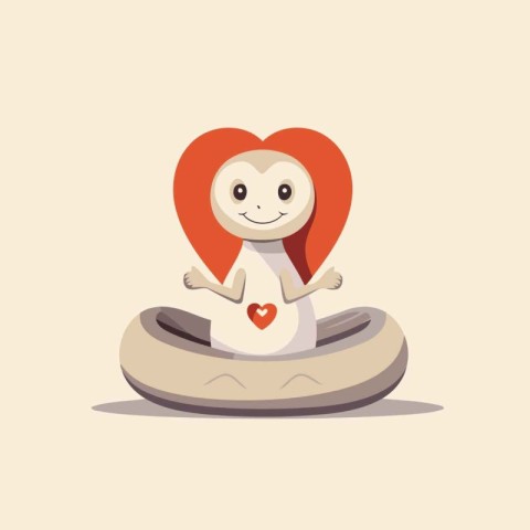 Cute heart in an inflatable circle. Cartoon vector illustration.