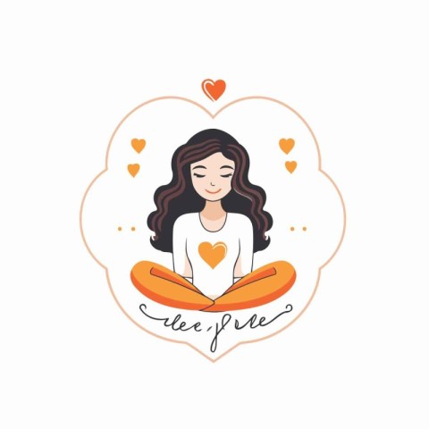 Vector illustration of a girl meditating in lotus pose with text