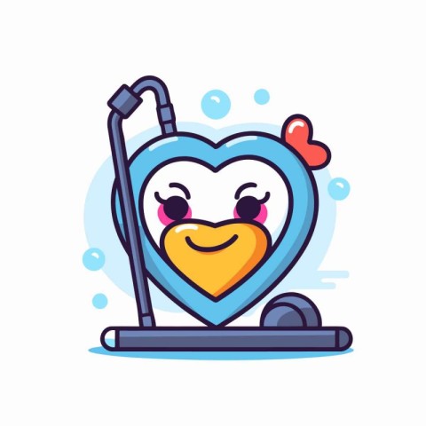 Cute happy heart character with smiley face. vector illustration