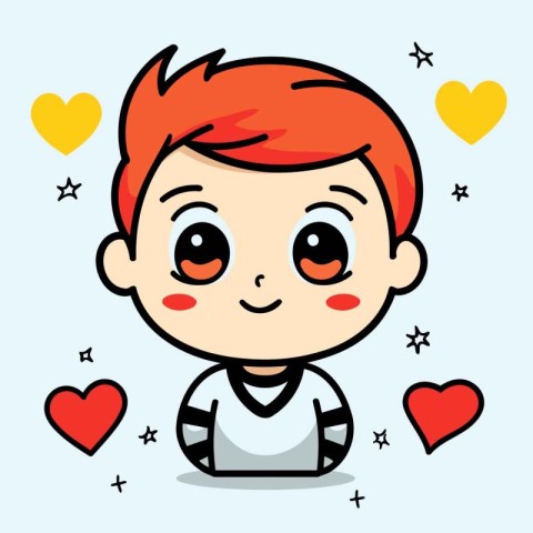 Cute boy with red hair. Vector illustration. Cartoon style.