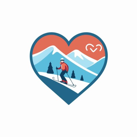 Vector illustration of a snowboarder in the shape of a heart.