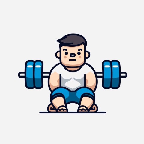 Fitness boy with dumbbell. Vector illustration. Flat style.