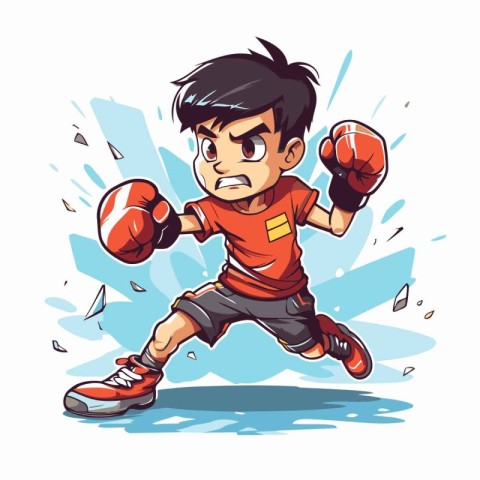 Cartoon illustration of a boxer running away from the fight. Vec