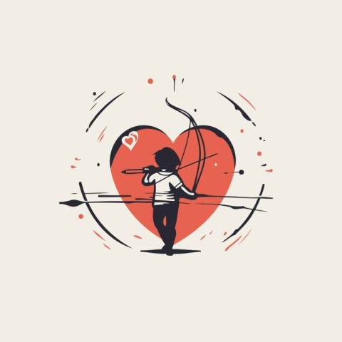 Cupid in the form of heart. Valentine's day vector illustration.