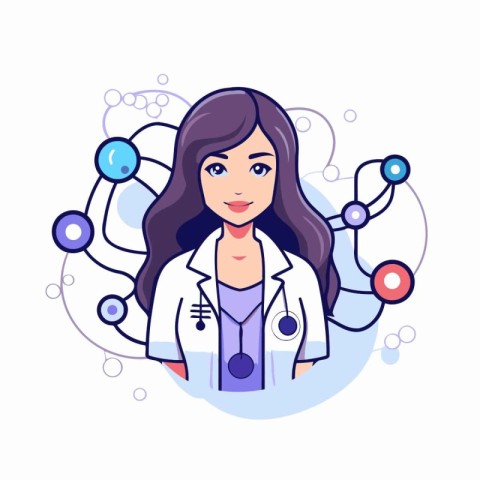 Vector illustration of a female doctor in a flat style. Healthca