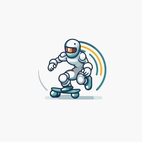 Robot riding skateboard. Vector illustration of a cartoon charac