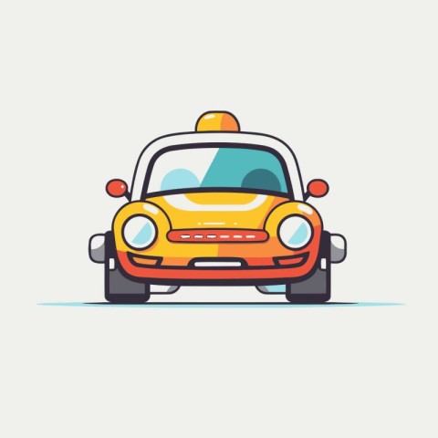 Taxi car icon. Vector illustration in flat style. Yellow taxi ca